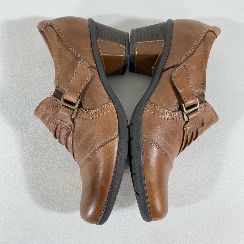 Earth Origins Shoe Bootie 7 Cognac Brown Block Heel Ankle Boot Shootie Comfort - Picture 4 of 12